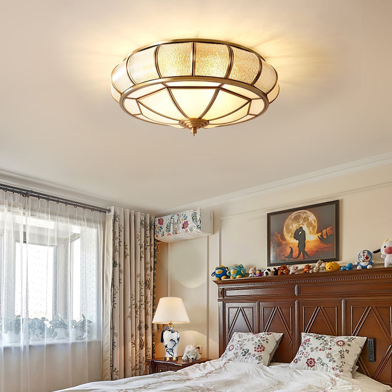 Round Textured Glass LED Ceiling Light – Elegant & Modern for Bedroom &amp; Living Room
