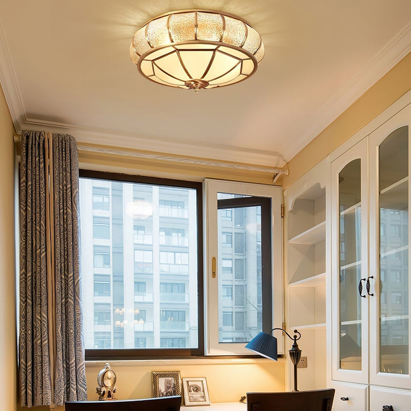 Round Textured Glass LED Ceiling Light – Elegant & Modern for Bedroom &amp; Living Room