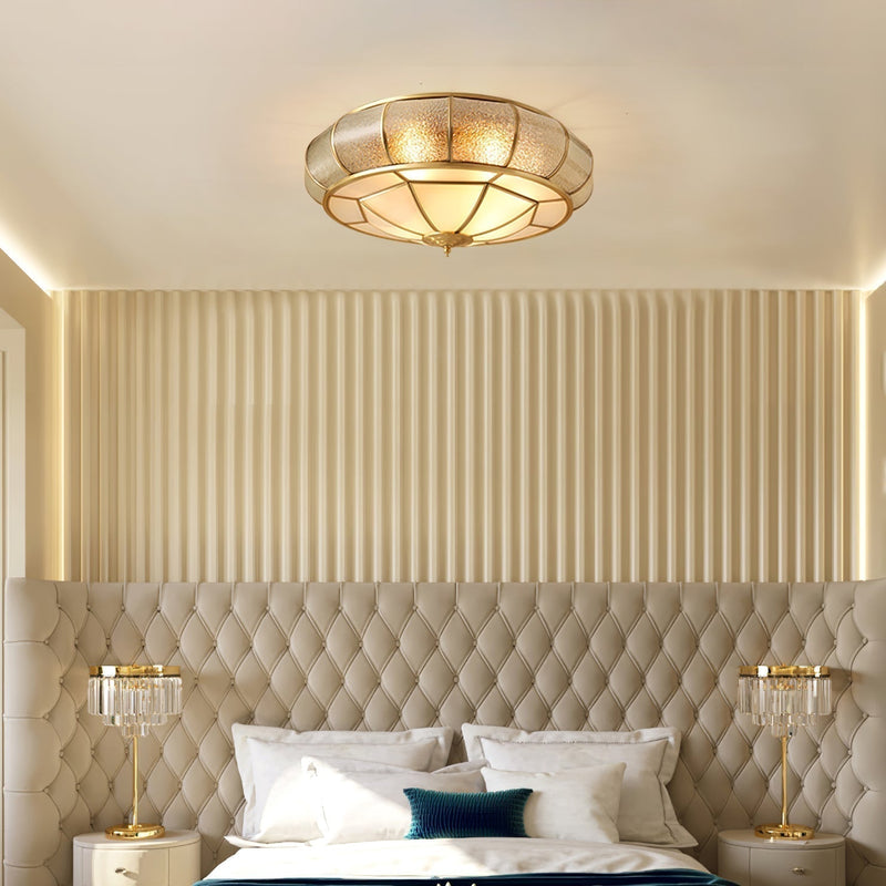 Round Textured Glass LED Ceiling Light – Elegant & Modern for Bedroom &amp; Living Room