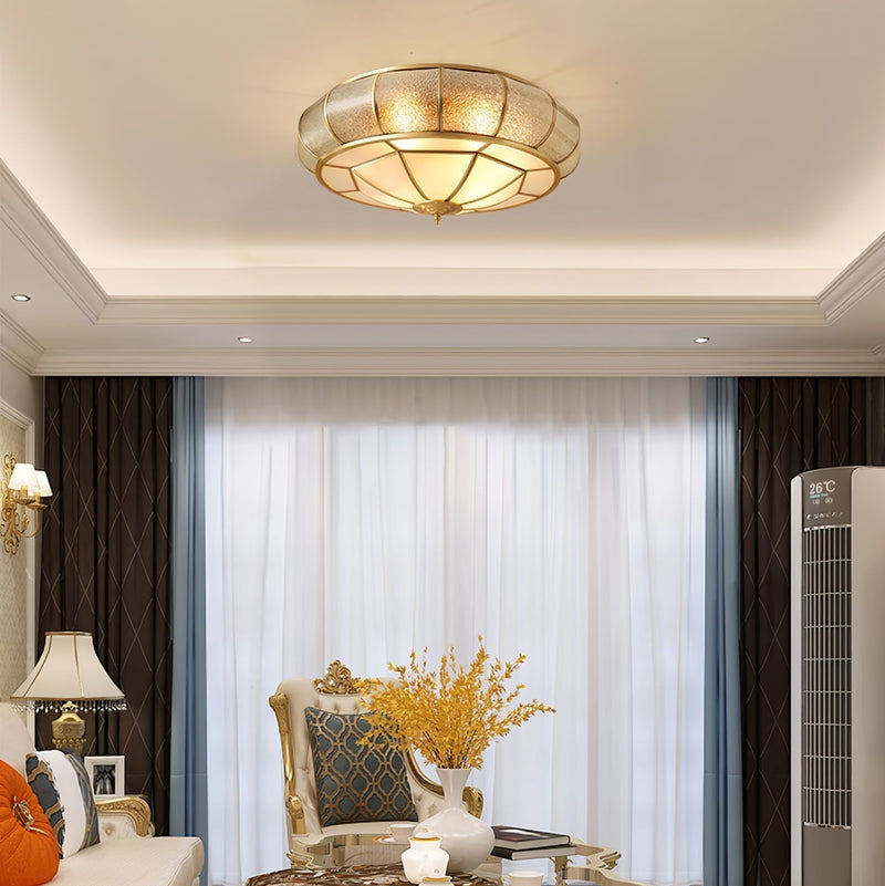 Round Textured Glass LED Ceiling Light – Elegant & Modern for Bedroom &amp; Living Room