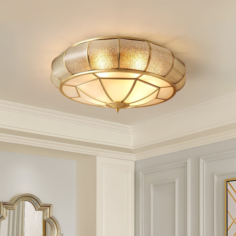 Round Textured Glass LED Ceiling Light – Elegant & Modern for Bedroom &amp; Living Room