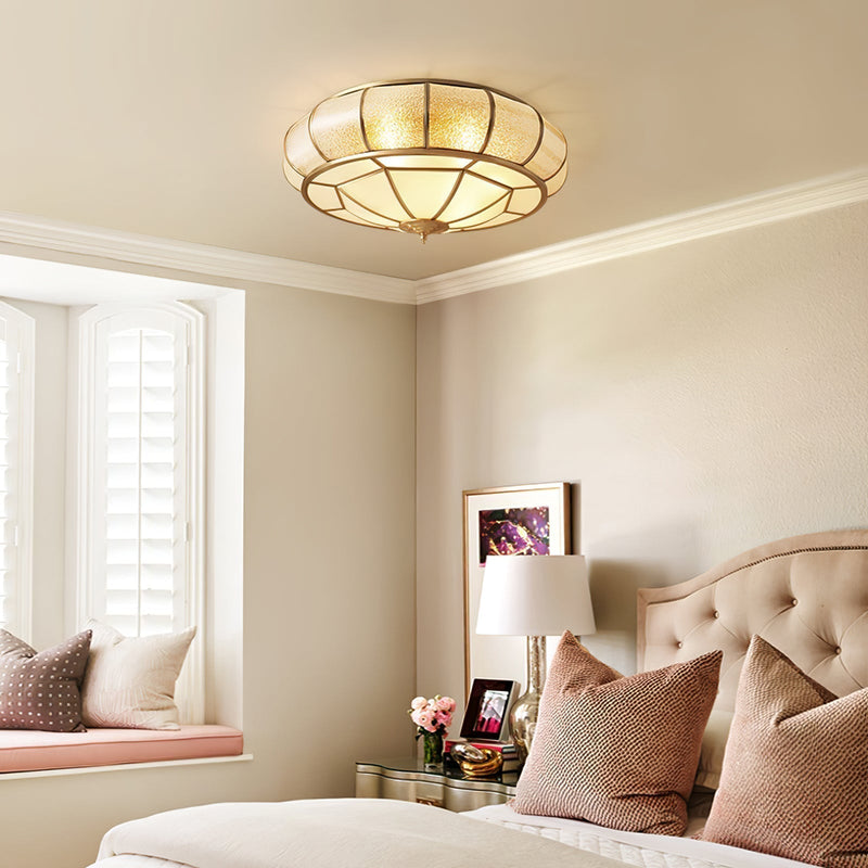 Round Textured Glass LED Ceiling Light – Elegant & Modern for Bedroom &amp; Living Room