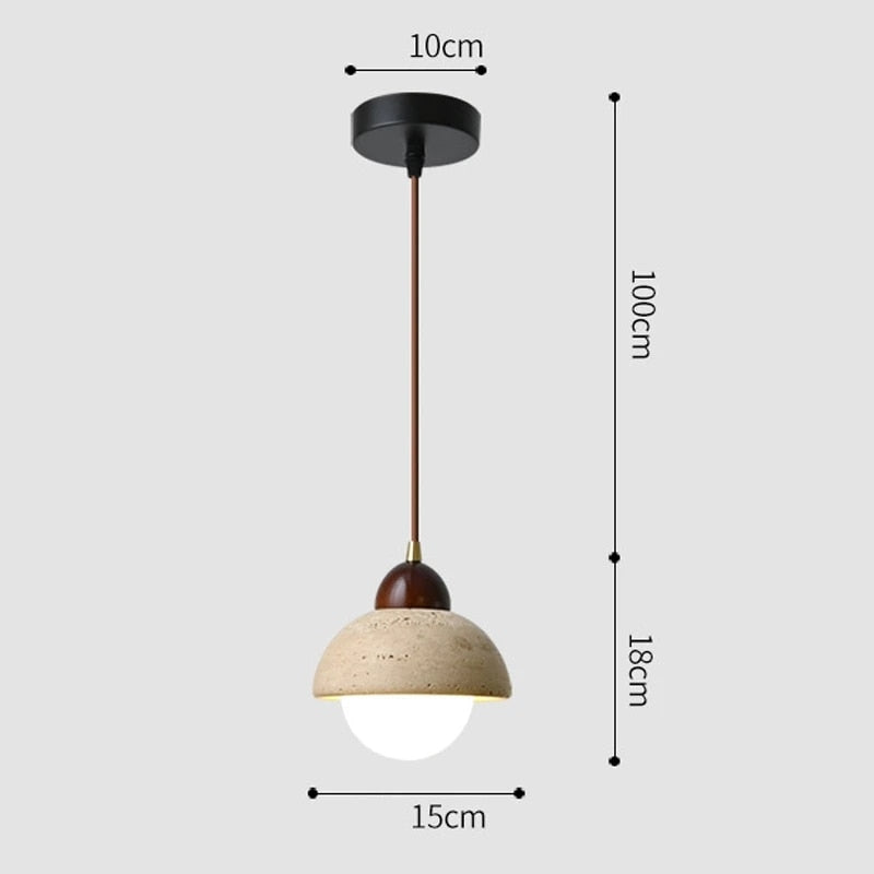 Natural Marble Pendant Light – Elegant LED Lamp in Wood & Marble