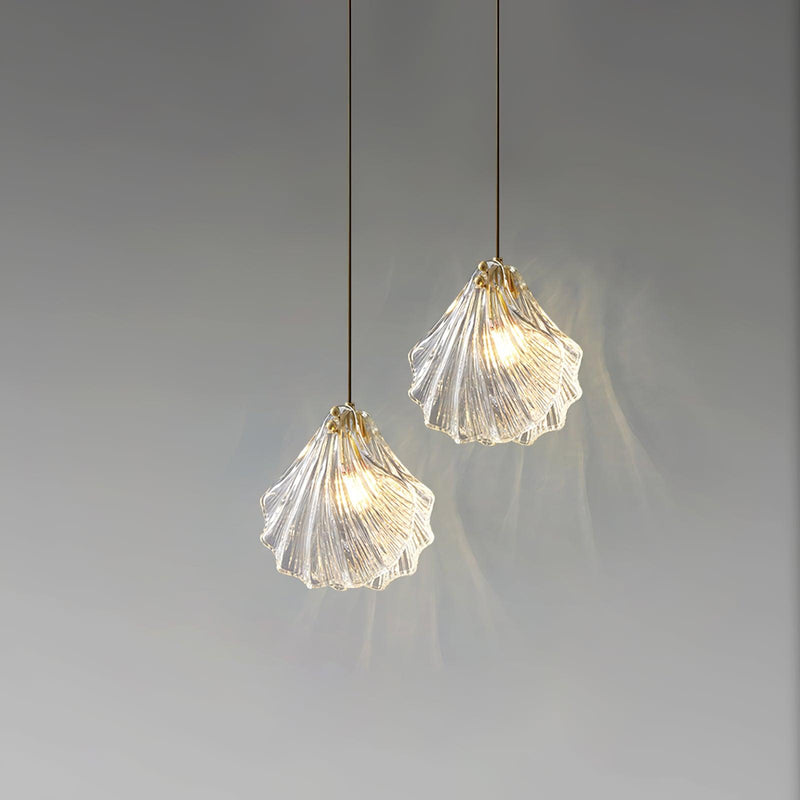 Mini Shell Pendant Light – Modern Glass & Brass Hanging Lamp