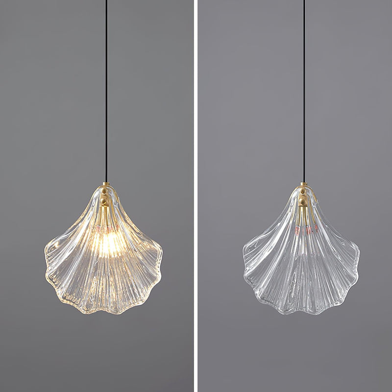 Mini Shell Pendant Light – Modern Glass & Brass Hanging Lamp