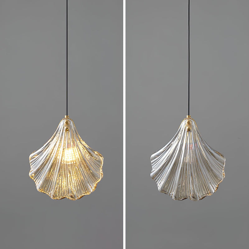 Mini Shell Pendant Light – Modern Glass & Brass Hanging Lamp