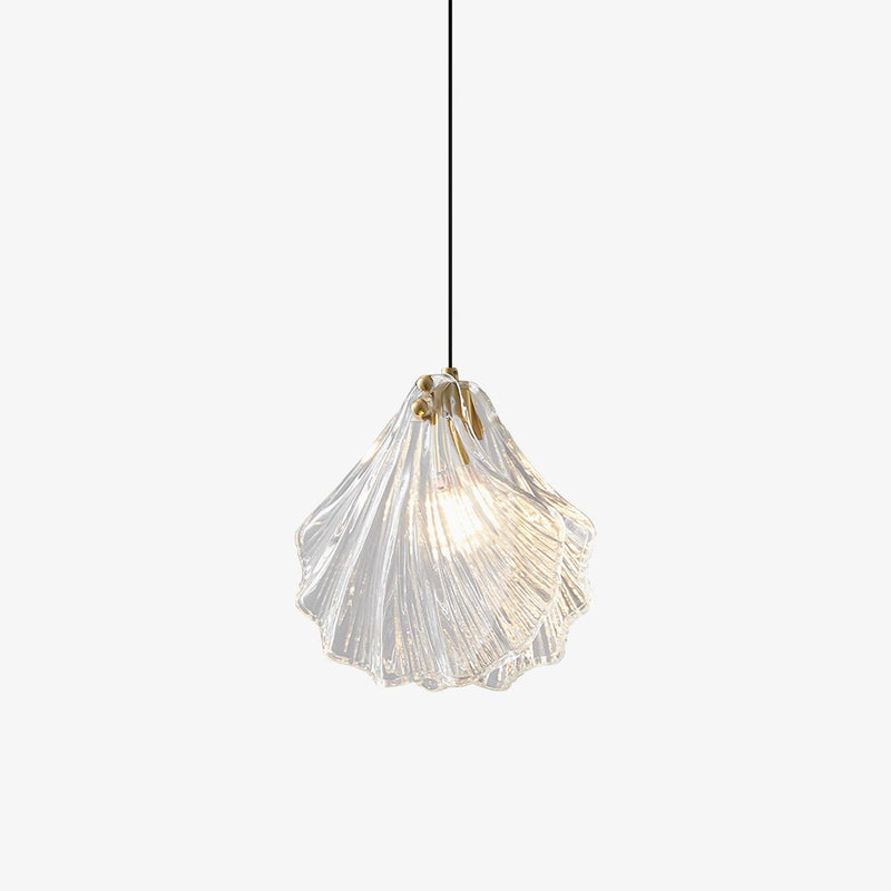 Mini Shell Pendant Light – Modern Glass & Brass Hanging Lamp