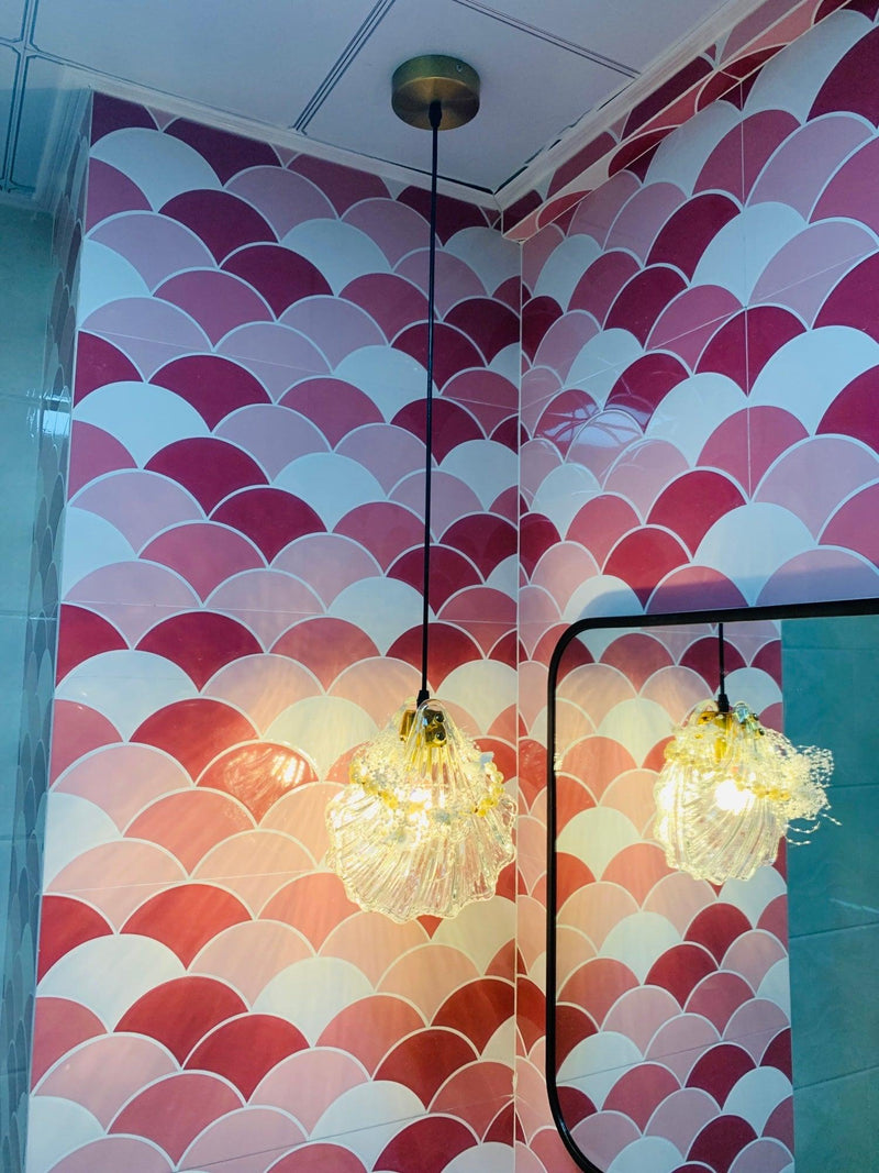 Mini Shell Pendant Light – Modern Glass & Brass Hanging Lamp