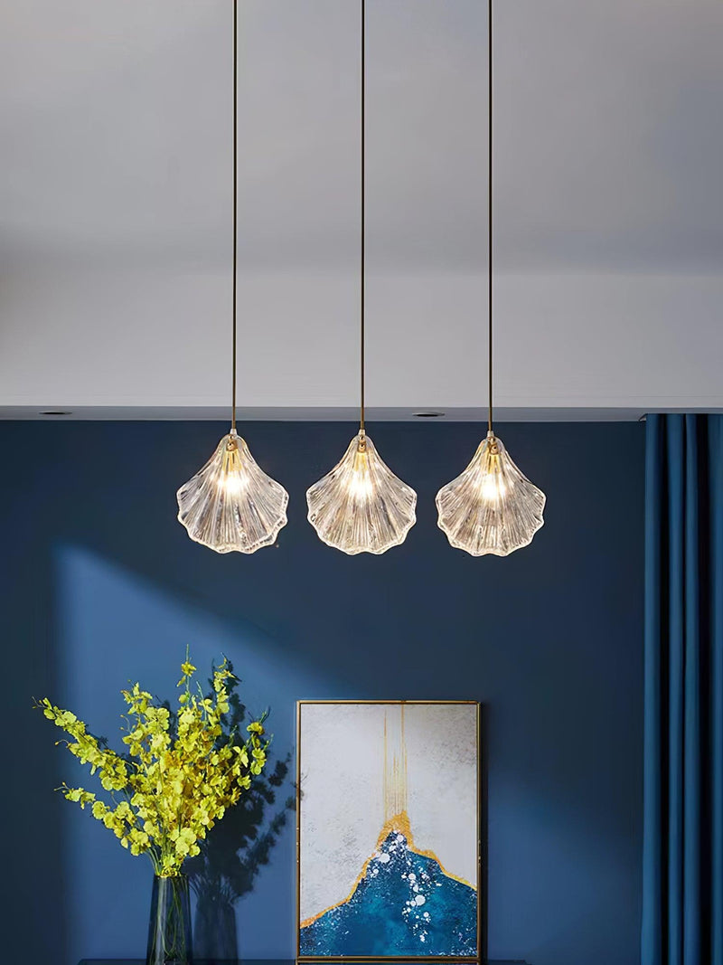 Mini Shell Pendant Light – Modern Glass & Brass Hanging Lamp