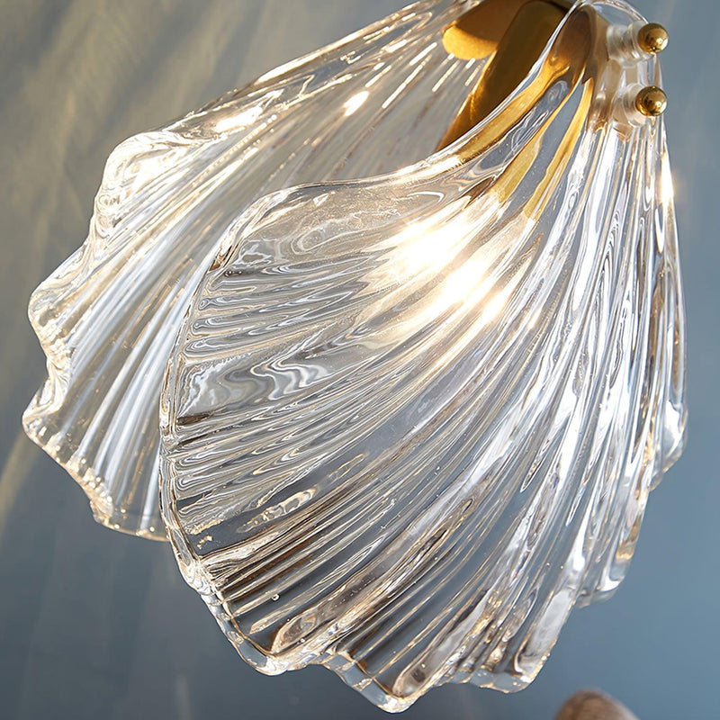 Mini Shell Pendant Light – Modern Glass & Brass Hanging Lamp