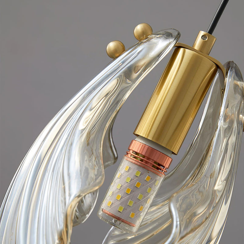Mini Shell Pendant Light – Modern Glass & Brass Hanging Lamp