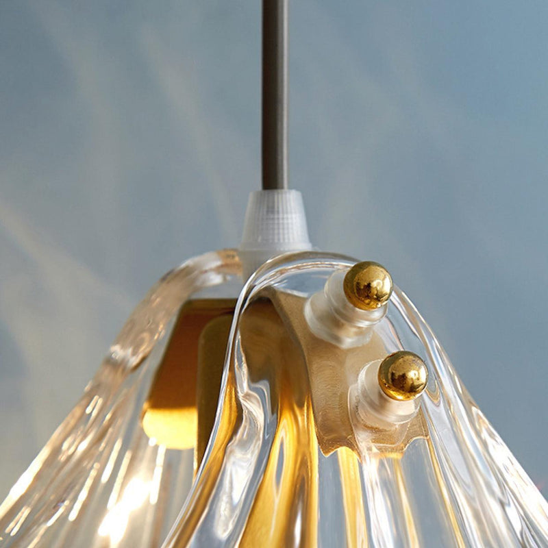 Mini Shell Pendant Light – Modern Glass & Brass Hanging Lamp