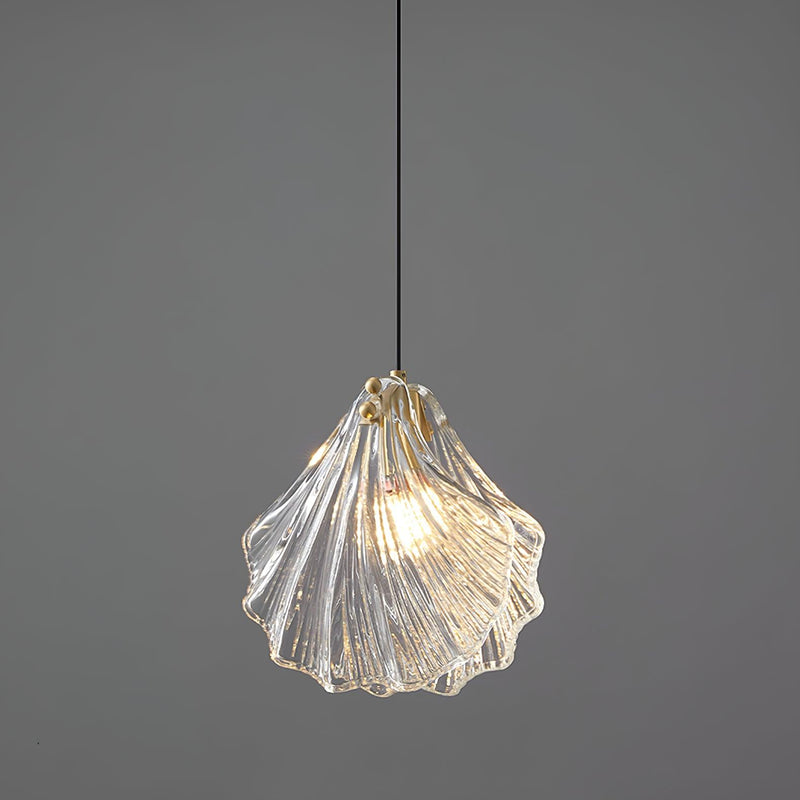 Mini Shell Pendant Light – Modern Glass & Brass Hanging Lamp