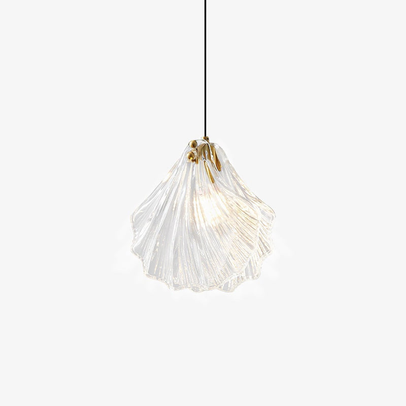 Mini Shell Pendant Light – Modern Glass & Brass Hanging Lamp