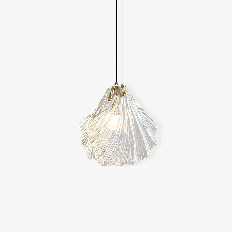 Mini Shell Pendant Light – Modern Glass & Brass Hanging Lamp