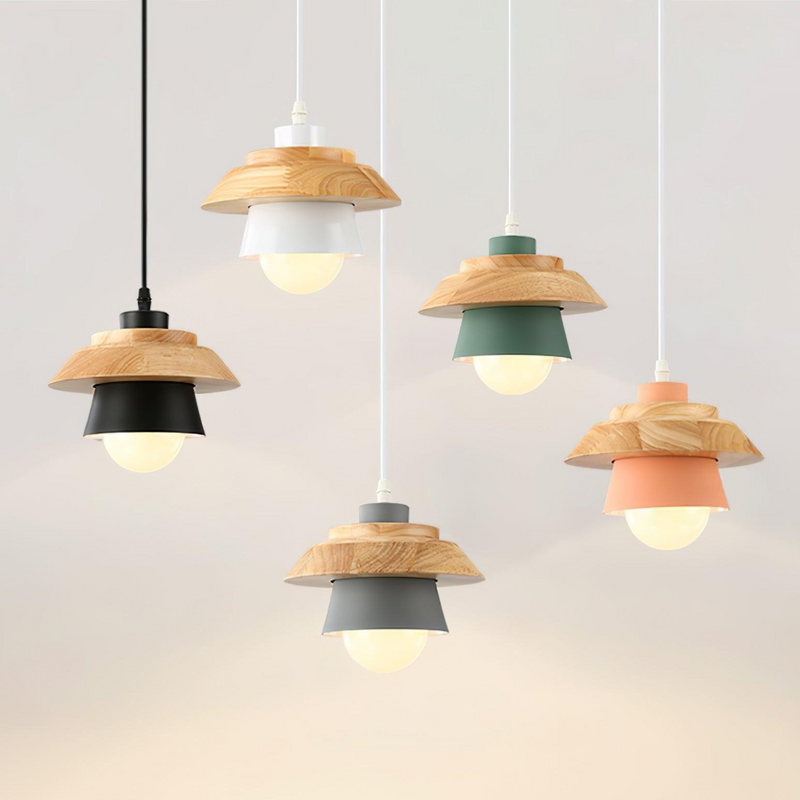 Stone & Wood Pendant Light – Natural Elegance with Organic Design