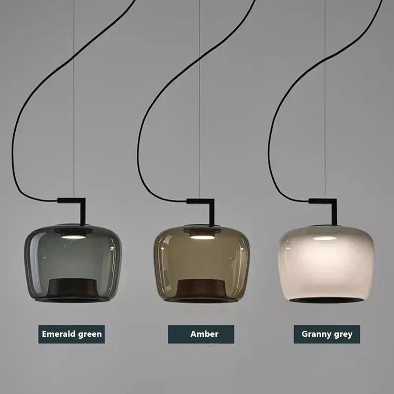 Modern LED Pendant Light – Glass &amp; Aluminum Fixture for Kitchen & Dining