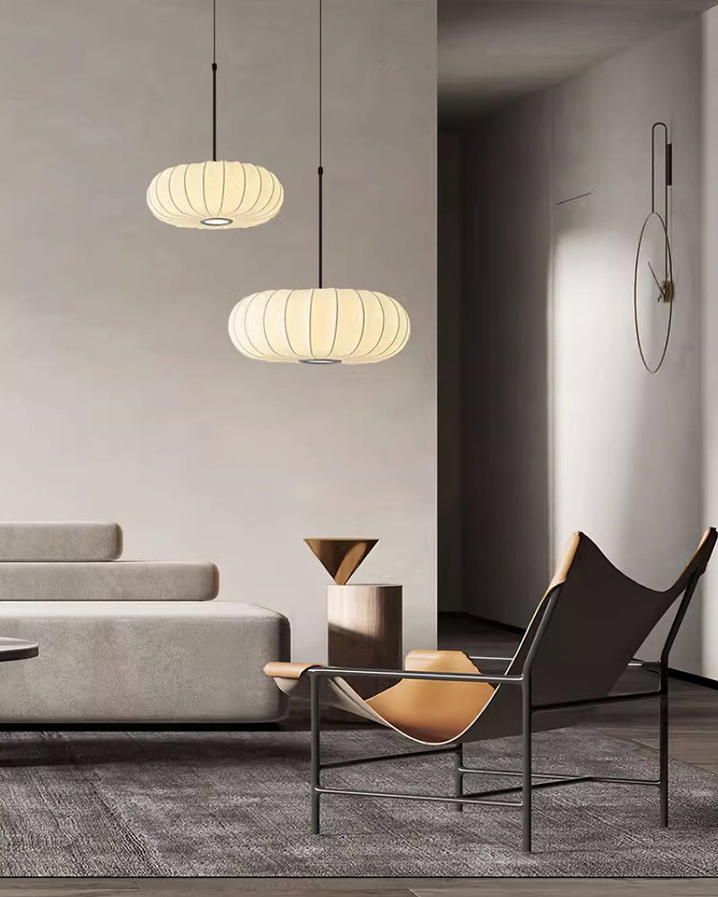Verona Wabi-Sabi Pendant Light – Minimalist Metal & Silk Design