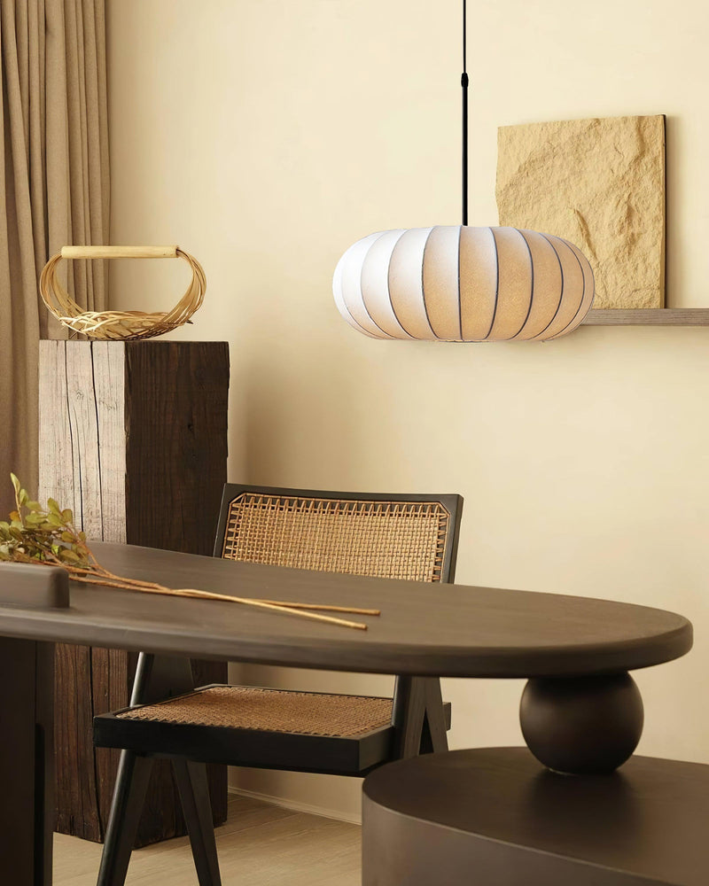 Verona Wabi-Sabi Pendant Light – Minimalist Metal & Silk Design