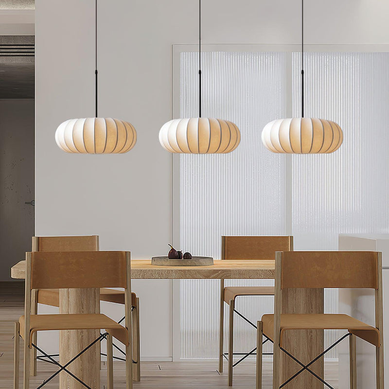 Verona Wabi-Sabi Pendant Light – Minimalist Metal & Silk Design
