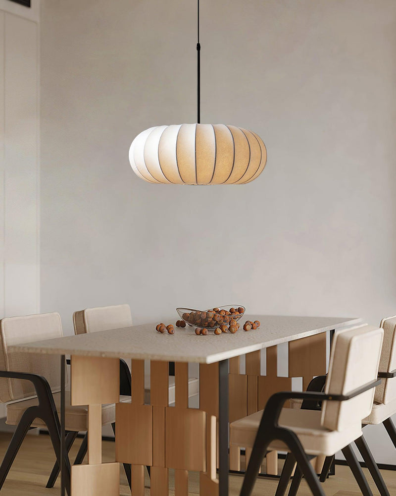 Verona Wabi-Sabi Pendant Light – Minimalist Metal & Silk Design