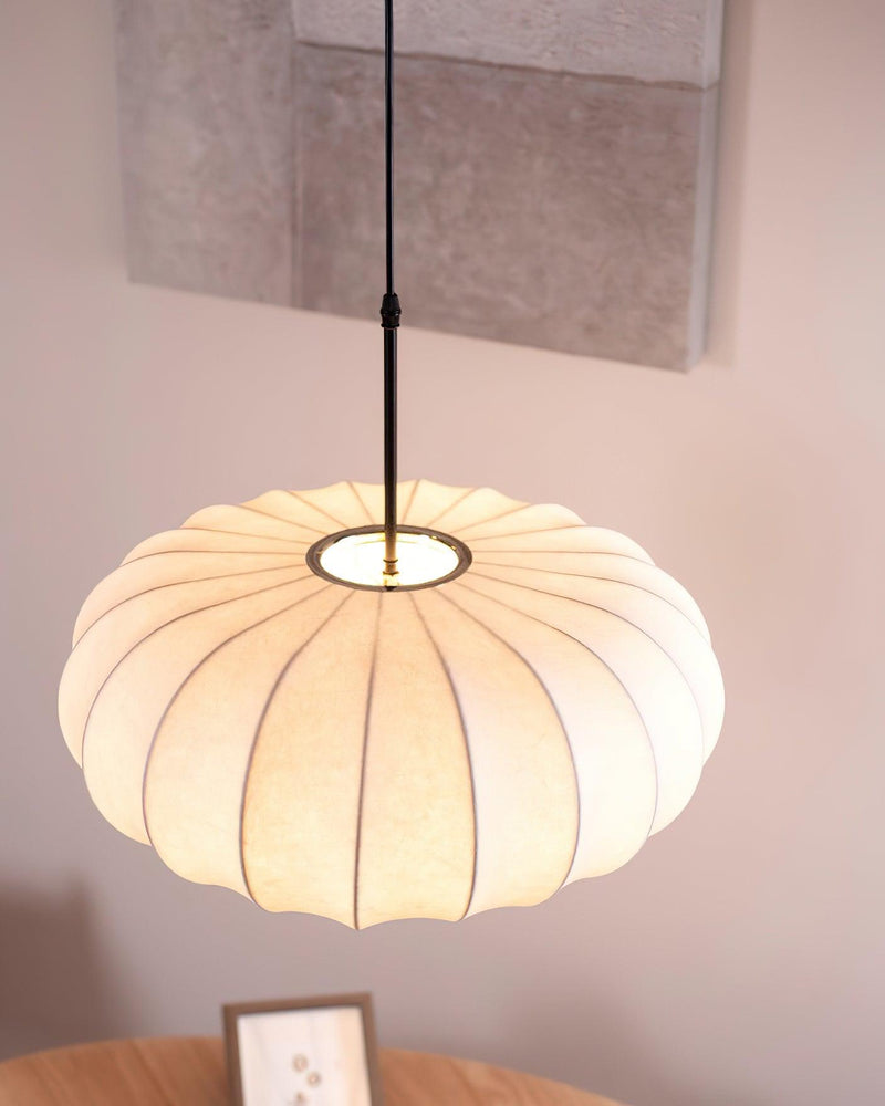 Verona Wabi-Sabi Pendant Light – Minimalist Metal & Silk Design
