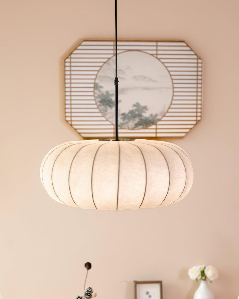Verona Wabi-Sabi Pendant Light – Minimalist Metal & Silk Design