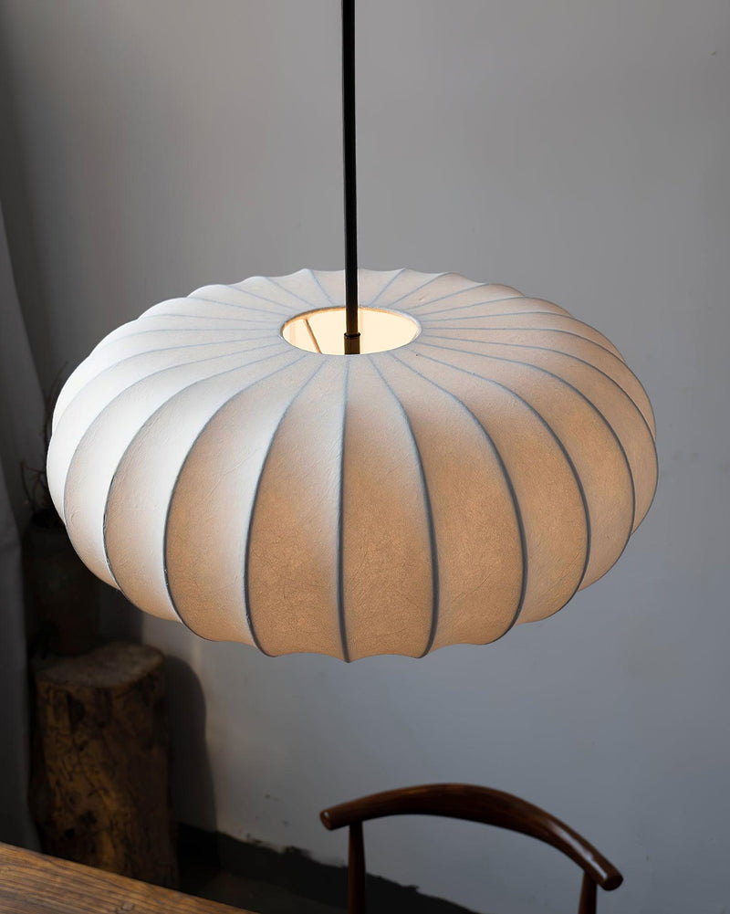 Verona Wabi-Sabi Pendant Light – Minimalist Metal & Silk Design