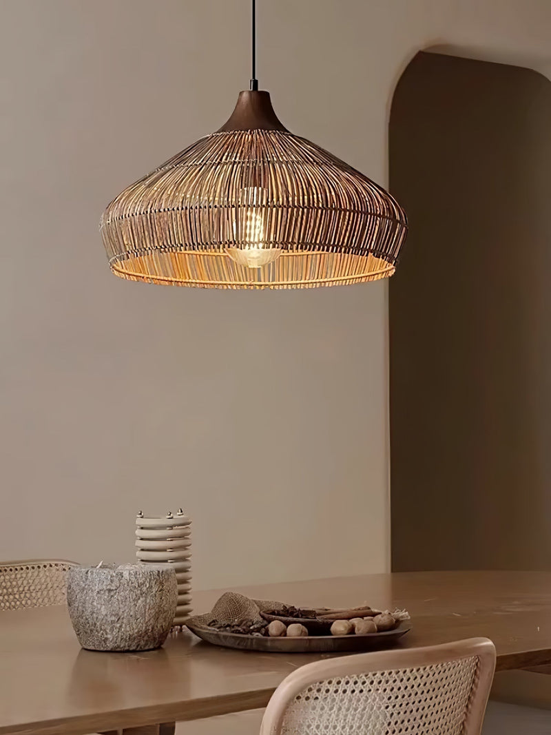 Wicker Rattan Pendant Light – Natural Elegance with LED Illumination