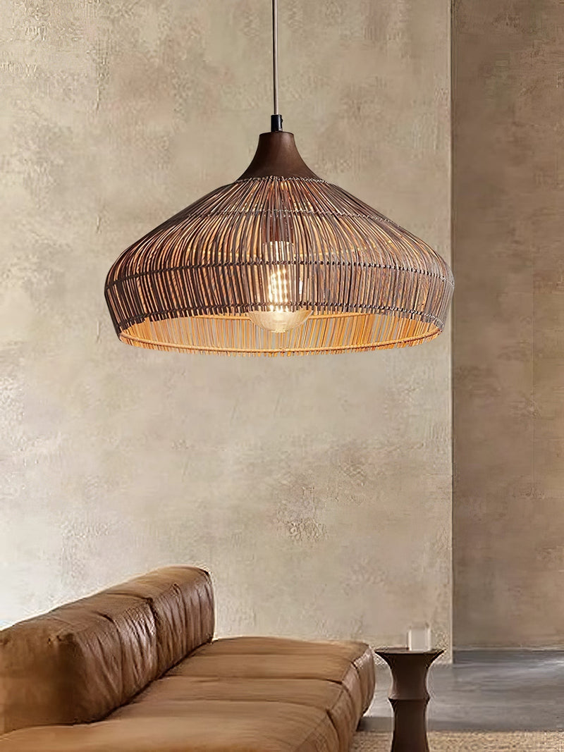 Wicker Rattan Pendant Light – Natural Elegance with LED Illumination