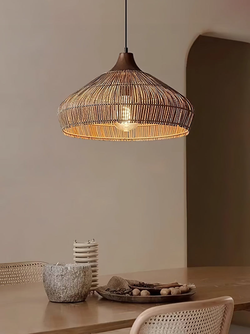 Wicker Rattan Pendant Light – Natural Elegance with LED Illumination