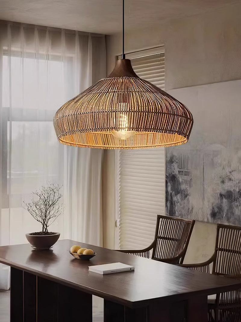 Wicker Rattan Pendant Light – Natural Elegance with LED Illumination