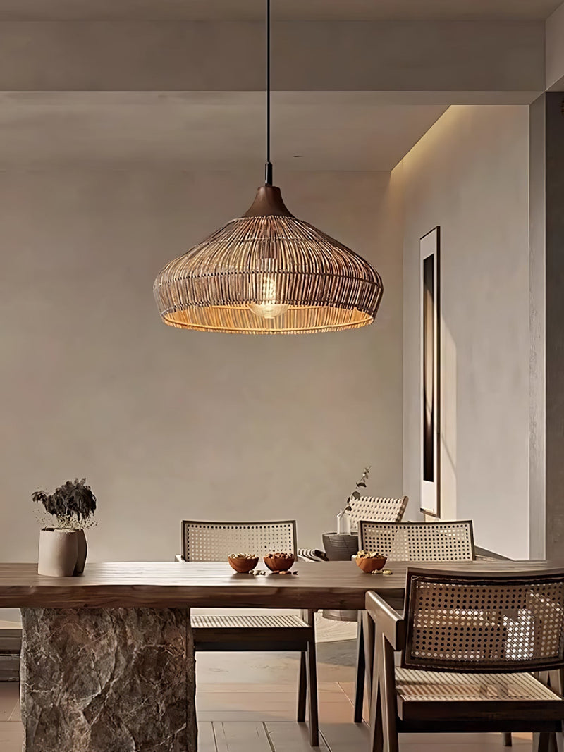 Wicker Rattan Pendant Light – Natural Elegance with LED Illumination