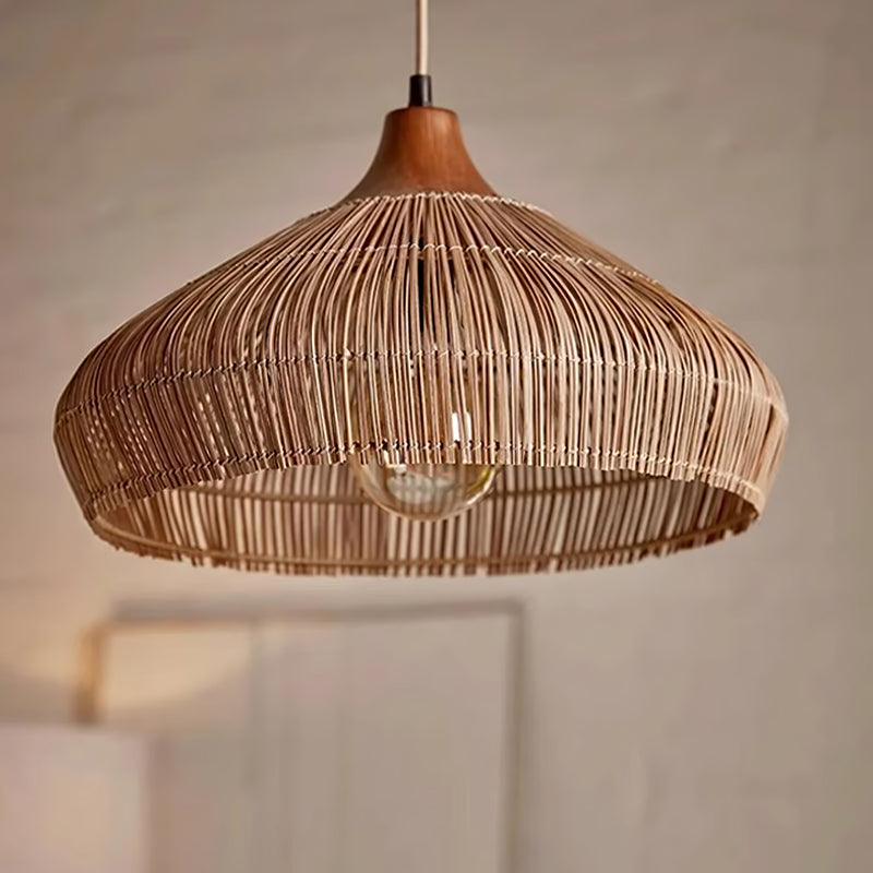 Wicker Rattan Pendant Light – Natural Elegance with LED Illumination