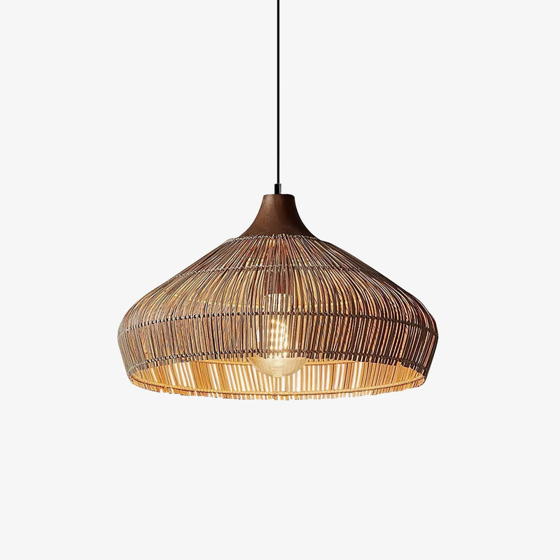 Wicker Rattan Pendant Light – Natural Elegance with LED Illumination