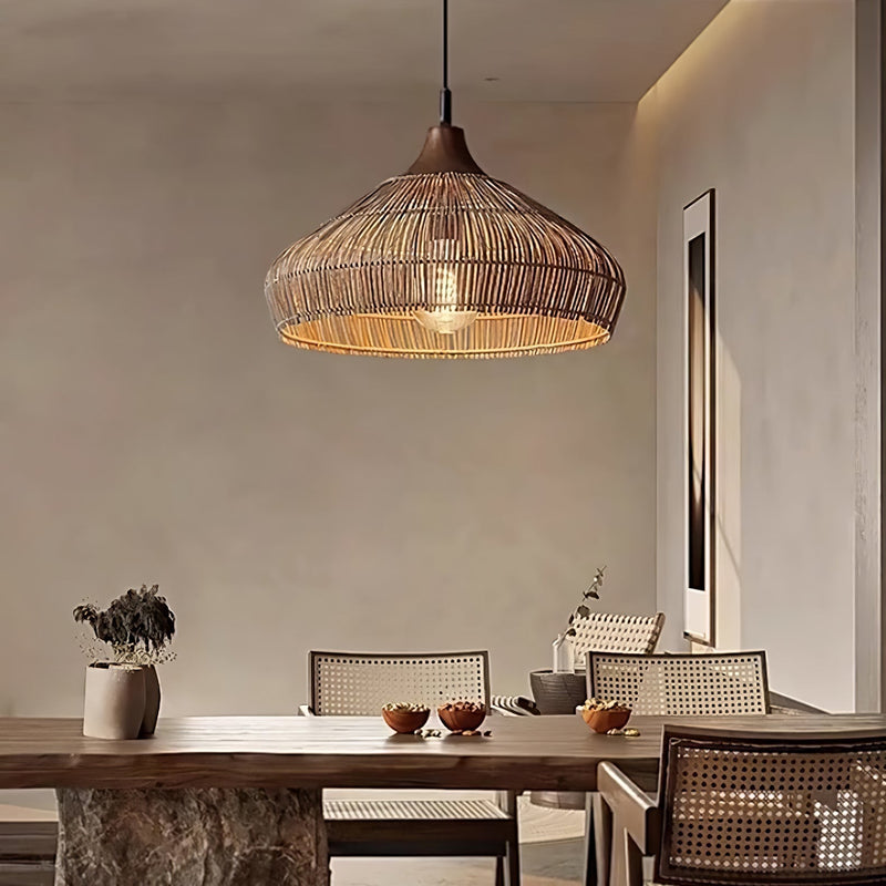 Wicker Rattan Pendant Light – Natural Elegance with LED Illumination