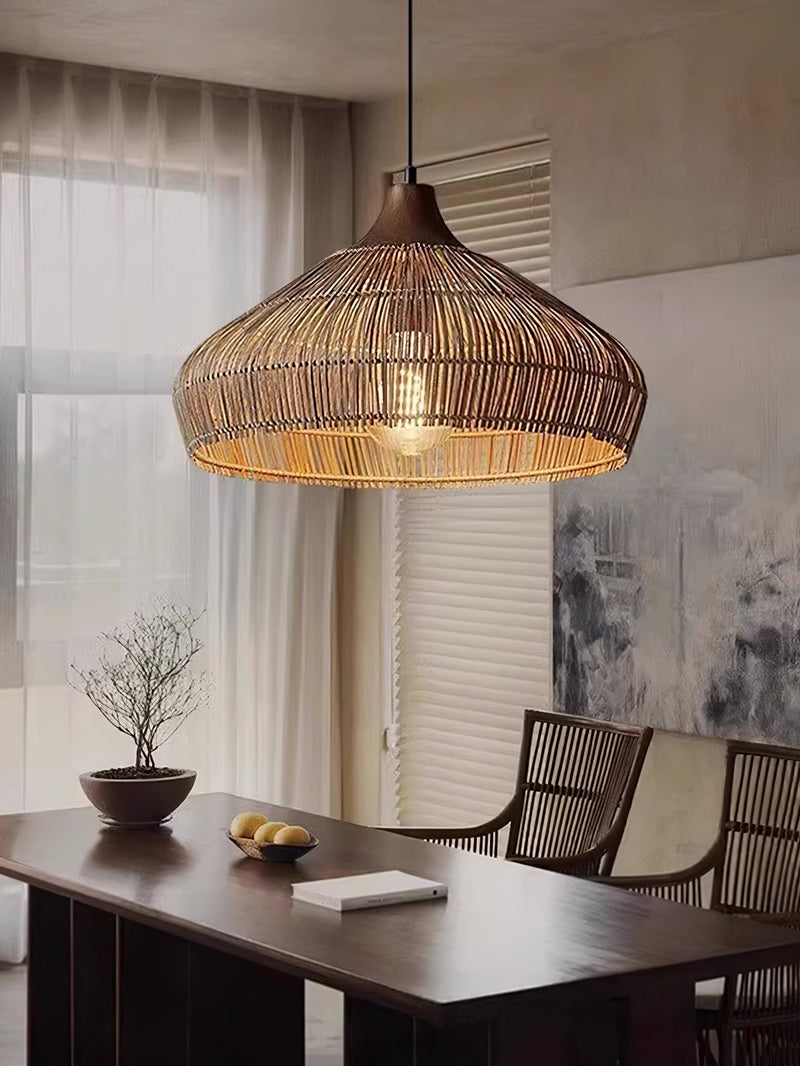 Wicker Rattan Pendant Light – Natural Elegance with LED Illumination