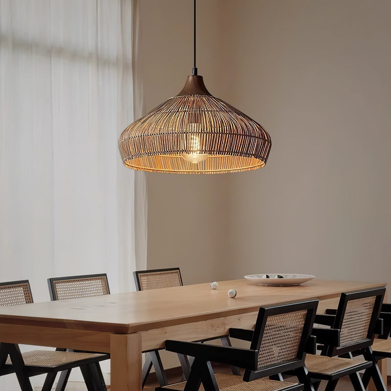 Wicker Rattan Pendant Light – Natural Elegance with LED Illumination