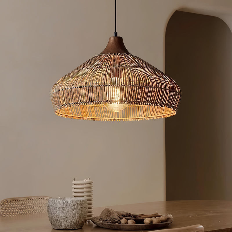 Wicker Rattan Pendant Light – Natural Elegance with LED Illumination