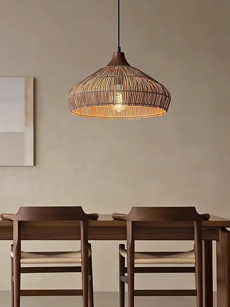Wicker Rattan Pendant Light – Natural Elegance with LED Illumination