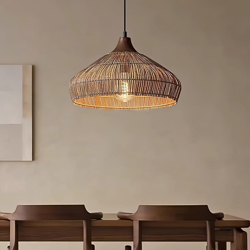 Wicker Rattan Pendant Light – Natural Elegance with LED Illumination