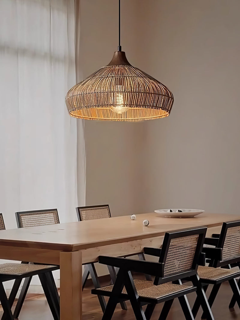 Wicker Rattan Pendant Light – Natural Elegance with LED Illumination