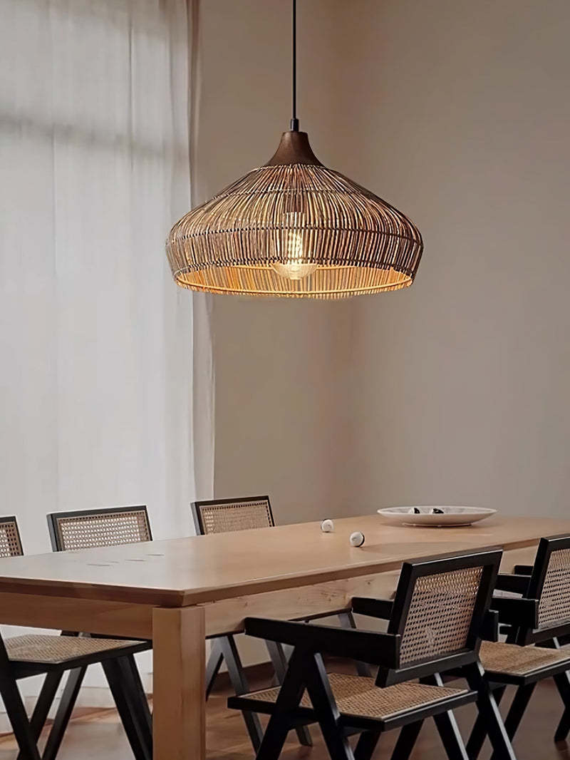 Wicker Rattan Pendant Light – Natural Elegance with LED Illumination
