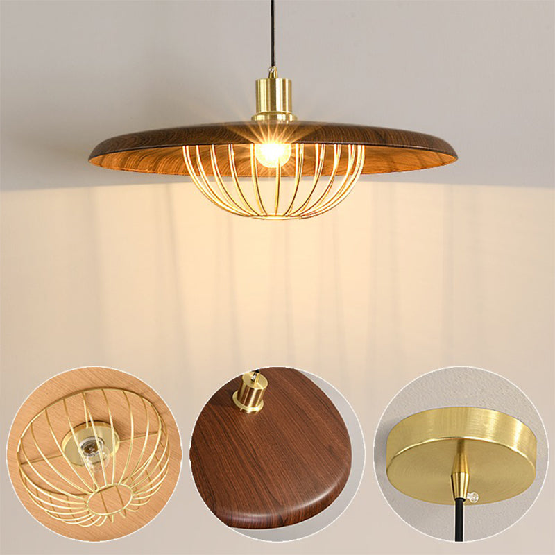 Nordic Wood-Effect Pendant Light – Industrial-Inspired Hanging Lamp