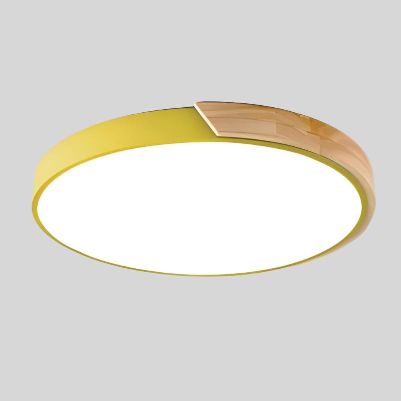 Nordic Wooden Macaroon LED Ceiling Light – Modern Wood & Metal Design