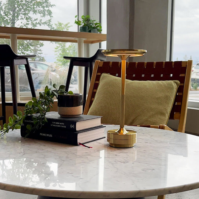 Metallic Cordless Table Lamp – Rechargeable Modern LED Light for Indoor & Outdoor