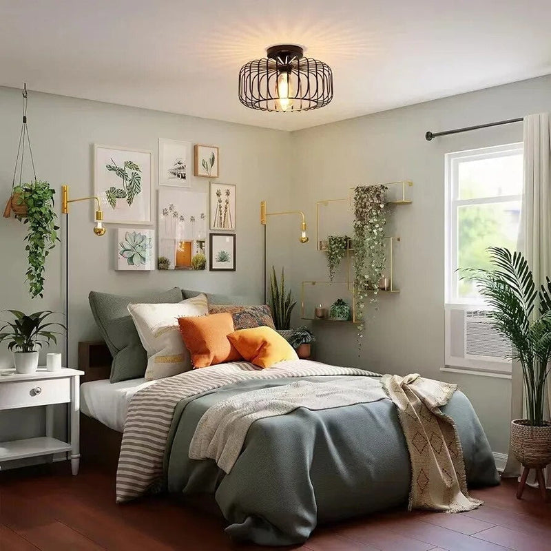 Birdcage Ceiling Light – Elegant Warm Lighting with E26 Compatibility
