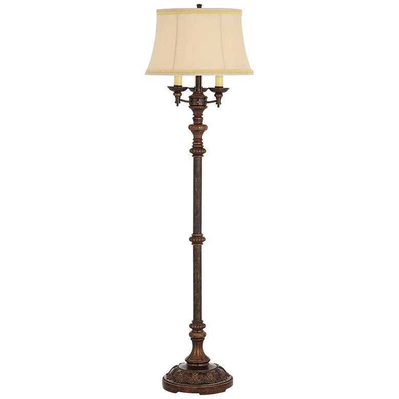 Italian Bronze 4-Light Traditional Floor Lamp with Bell Shade