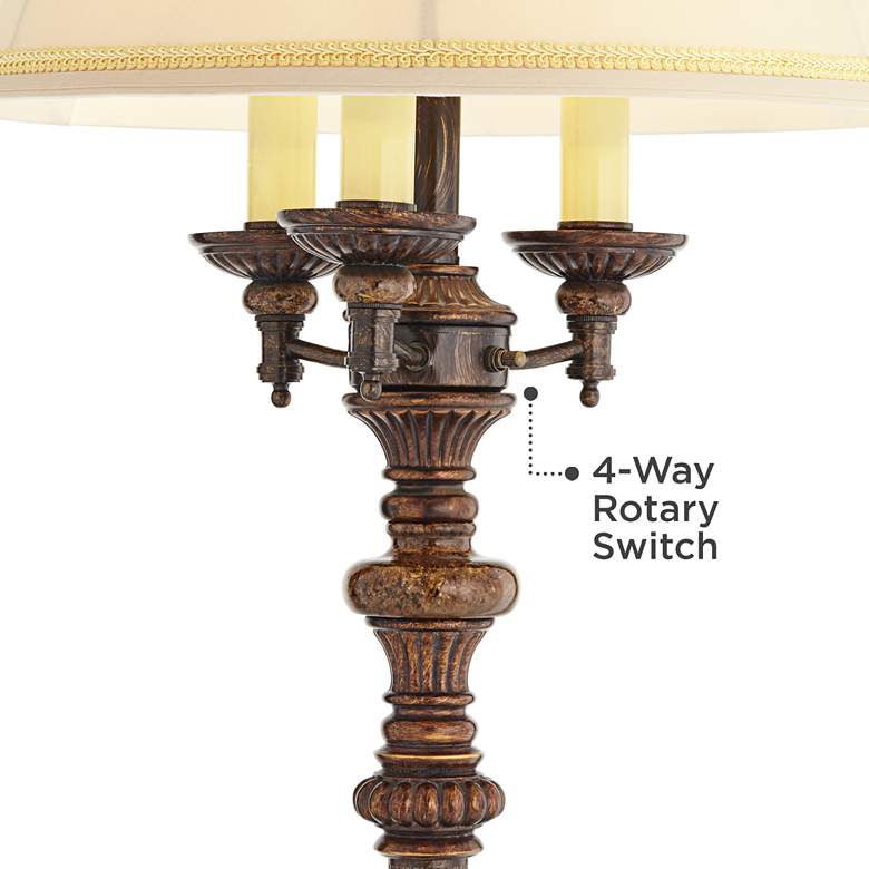 Italian Bronze 4-Light Traditional Floor Lamp with Bell Shade