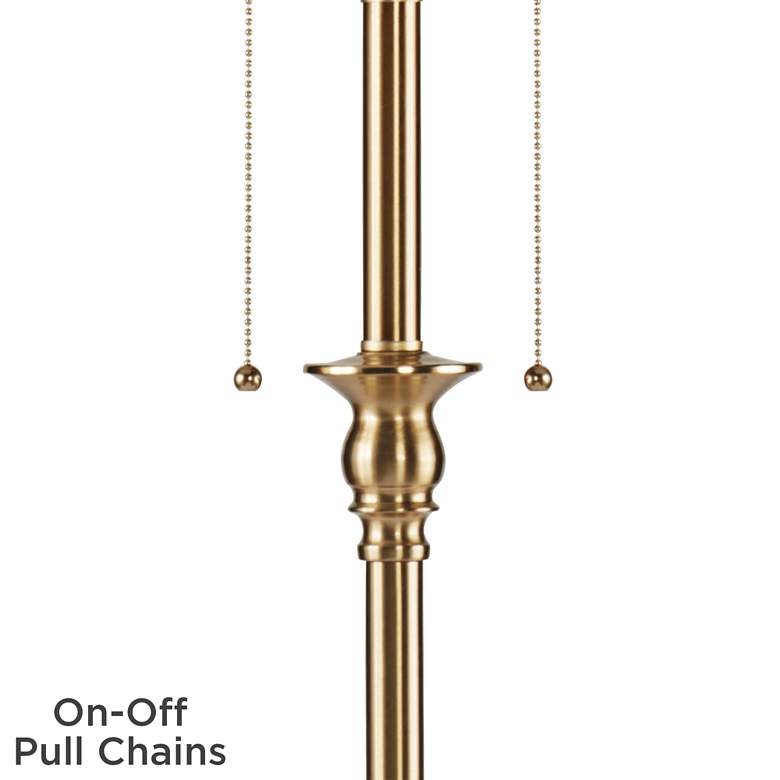 Antique Brass Floor Lamp with Botanical Leaf Shade